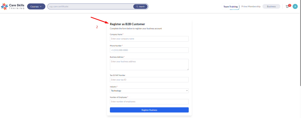 Registering Your Business Account