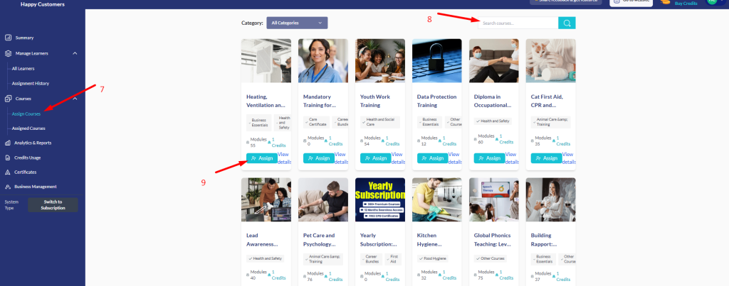 Assigning Courses to Your Team